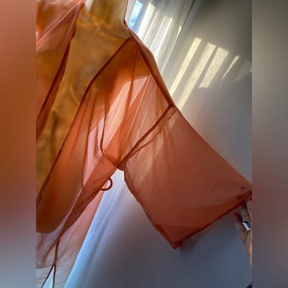 Sonoma Kohl’s Ombré Sheer Orange Belted Kimono, Recycled Polyester Blend! - Picture 7 of 11